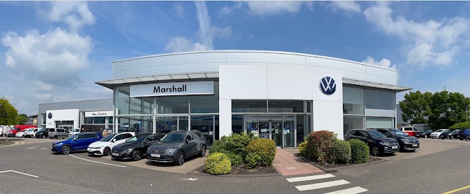 Exterior view of Marshall Volkswagen Van Centre Loughton, showcasing the dealership and parked vehicles. Commercial Vehicles in Loughton.